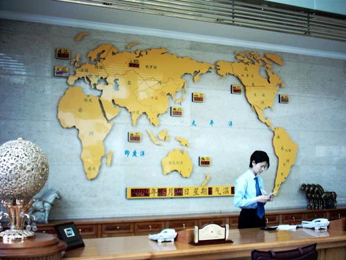 泉州明发酒店大堂世界时间地图屏